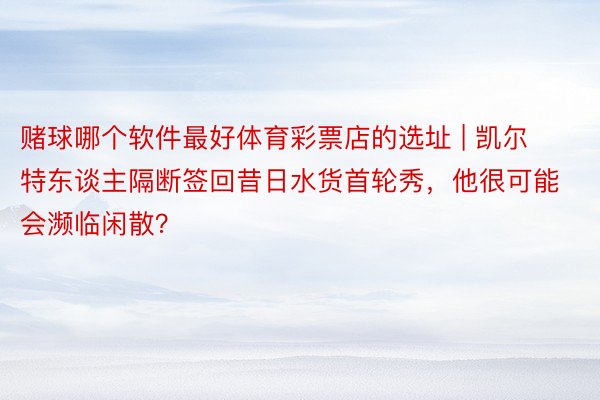 赌球哪个软件最好体育彩票店的选址 | 凯尔特东谈主隔断签回昔日水货首轮秀，他很可能会濒临闲散？