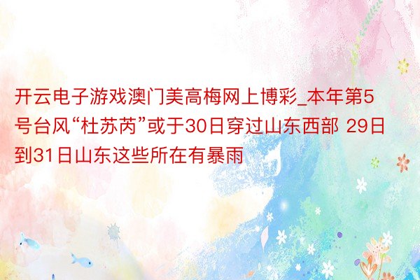 开云电子游戏澳门美高梅网上博彩_本年第5号台风“杜苏芮”或于30日穿过山东西部 29日到31日山东这些所在有暴雨