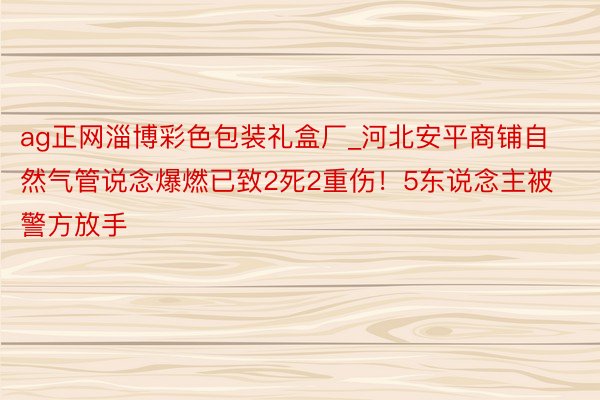 ag正网淄博彩色包装礼盒厂_河北安平商铺自然气管说念爆燃已致2死2重伤！5东说念主被警方放手