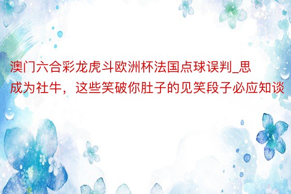 澳门六合彩龙虎斗欧洲杯法国点球误判_思成为社牛，这些笑破你肚子的见笑段子必应知谈