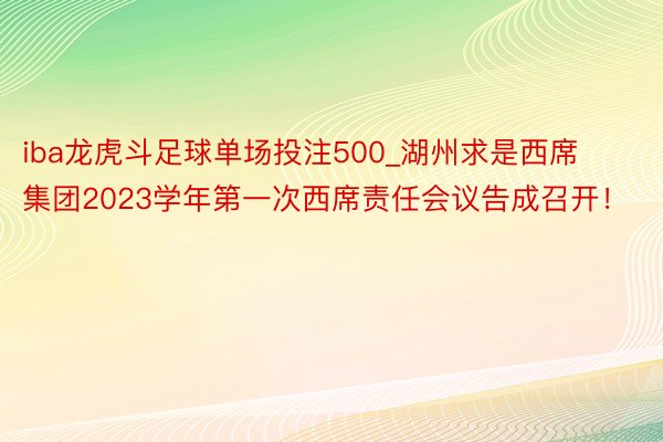 iba龙虎斗足球单场投注500_湖州求是西席集团2023学年第一次西席责任会议告成召开！