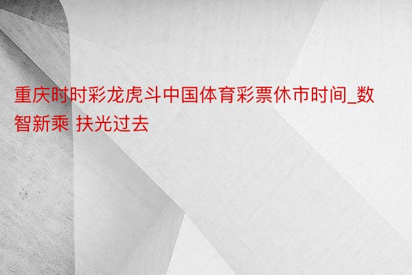 重庆时时彩龙虎斗中国体育彩票休市时间_数智新乘 扶光过去